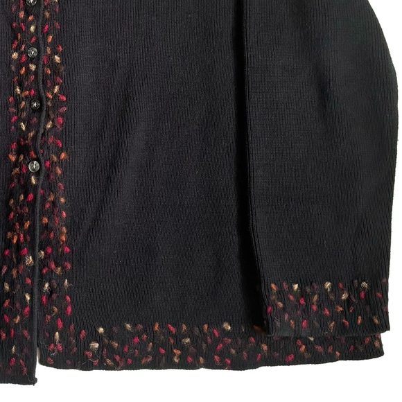 J. Jill Cotton Wool Floral Embroidered Cardigan Sweater Button Front Black Sz 2X - Picture 10 of 17